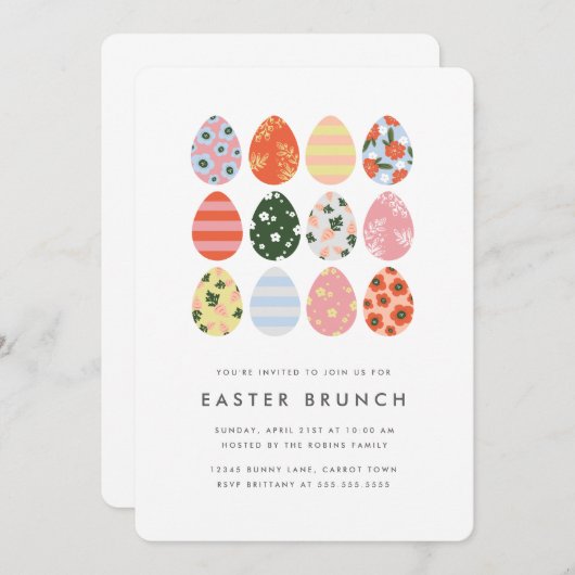 Invitation Oeufs de Pâques modernes (Devant / Derrière)