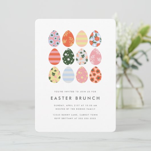 Invitation Oeufs de Pâques modernes (Debout devant)