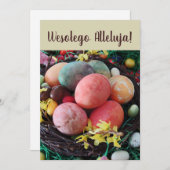 Invitation Oeufs de Pâques polonais vintages Wesolego Alleluj (Devant / Derrière)