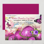 Invitation Oeufs de Pâques, Printemps Floral Brunch de Pâques (Devant / Derrière)