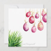 Invitation Oeufs de Pâques roses et un filet d'herbe verte (Dos)