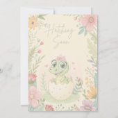 Invitation Oeufs d'éclosion de bébé alligator kawaii floral - (Dos)