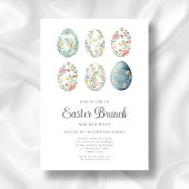 Invitation Oeufs floraux Élégants Brunch de Pâques