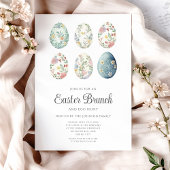 Invitation Oeufs floraux Élégants Brunch de Pâques