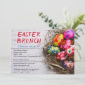 Invitation Œufs peints pour brunch rustique de Pâques | Jours (Debout devant)