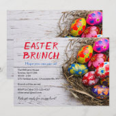 Invitation Œufs peints pour brunch rustique de Pâques | Jours (Devant / Derrière)