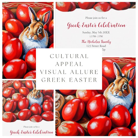 Invitation Œufs Rouges de Tradition Avec Lapin