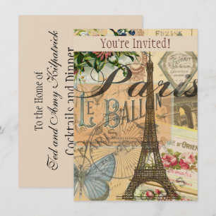 Invitation Oeuvre colorée Vintage voyage Paris France