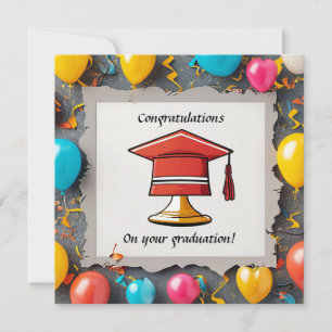 Invitation Œuvre d'art de fin d'études avec ballons