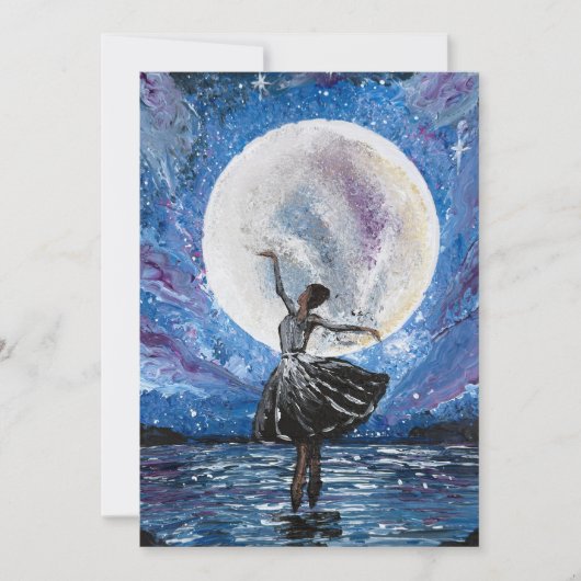 Invitation Œuvre d'art faite main - Danse avec la lune  (Devant)