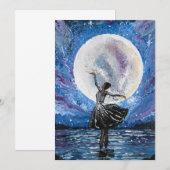 Invitation Œuvre d'art faite main - Danse avec la lune  (Devant / Derrière)