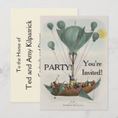 Invitation Œuvre d'art représentant un dirigeable ancien (Devant / Derrière)