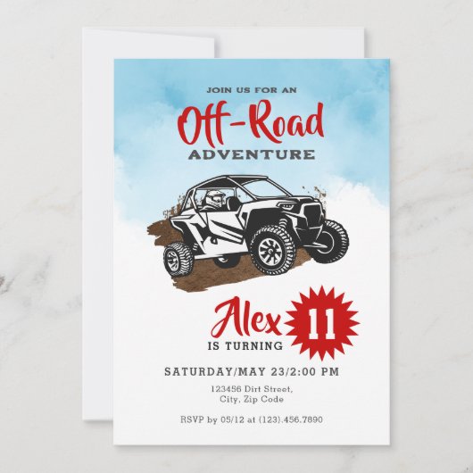 Invitation Off Road Adventure VTT Monster Truck Anniversaire (Devant)