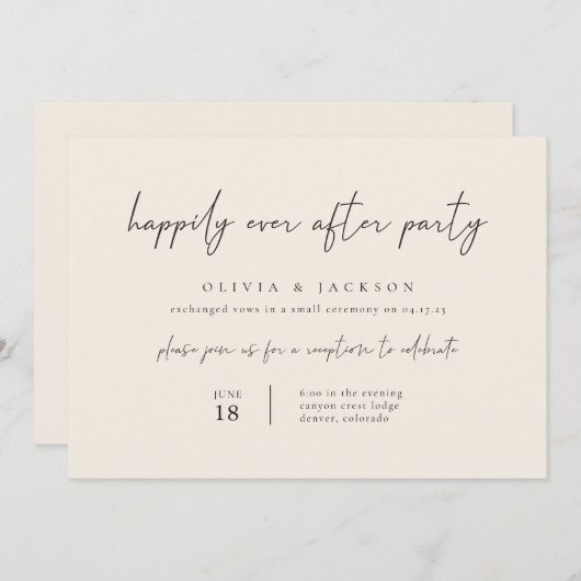 Invitation Off White Modern Heureusement Jamais Après Invitat (Devant / Derrière)