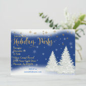 Invitation Office Holiday Fête Snowflakes Gold Landcape (Debout devant)
