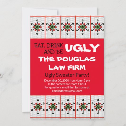Invitation Office Ugly Sweat Party Work Event (Devant)