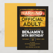 Invitation Official Adult 18th Birthday for Him (Devant / Derrière)