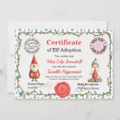 Invitation Official North Pole Elf Adoption Certificate (Devant)