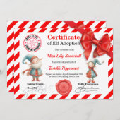 Invitation Official North Pole Elf Adoption Certificate  (Devant / Derrière)