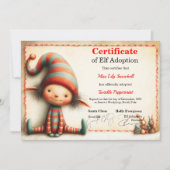Invitation Official North Pole Elf Adoption Certificate  (Devant)