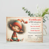 Invitation Official North Pole Elf Adoption Certificate  (Debout devant)