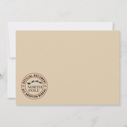 Invitation Official North Pole Elf Adoption Certificate  (Dos)