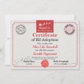 Invitation Official North Pole Elf Adoption Certificate (Devant)