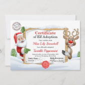 Invitation Official North Pole Elf Adoption Certificate  (Devant)