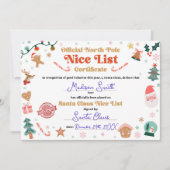 Invitation Official North Pole Nice List Certificate Santa (Devant)
