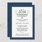 Invitation officiel de la fête de graduation bleu (Devant / Derrière)