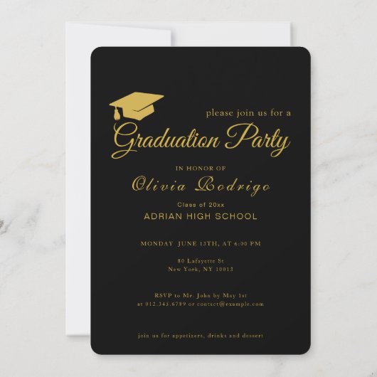 Invitation officiel de la fête de graduation | Élé (Dos)