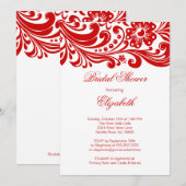 Invitation officielle à la nuptiale de Red Floral (Devant / Derrière)