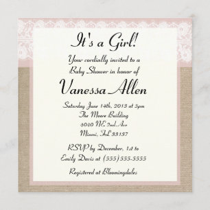 Invitation officielle au Baby shower de la dentell