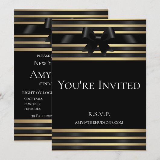Invitation officielle rayures or Musée Arc noir (Devant / Derrière)