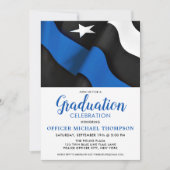 Invitation Officier de police Ligne Bleue Mince Drapeau Gradu (Devant)