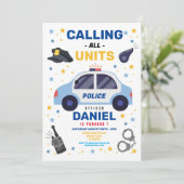 Invitation Officier de police voiture Boys d'anniversaire (Debout devant)