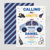 Invitation Officier de police voiture Boys d'anniversaire (Devant / Derrière)