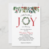 Invitation Offre de Baby shower de Noël de la joie (Devant)