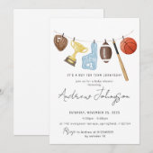 Invitation Offre groupée de Baby shower de sport personnel (Devant / Derrière)