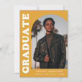 Invitation Offset Arch Yellow Orange Photo Graduation Party (Devant)