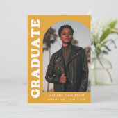 Invitation Offset Arch Yellow Orange Photo Graduation Party (Debout devant)