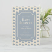 Invitation Ogee Stripe Geometric Gender Neutral Beige Blue (Debout devant)