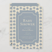 Invitation Ogee Stripe Geometric Gender Neutral Beige Blue (Devant / Derrière)