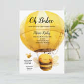 Invitation Oh babe Hot air Balloon Baby shower mignonne Bee (Debout devant)