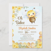 Invitation Oh Babee, Baby shower with Cute Wild bee (Devant)