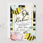Invitation Oh BaBEE Bee Floral Chic Jaune Baby Shower (Devant)