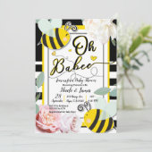 Invitation Oh BaBEE Bee Floral Chic Jaune Baby Shower (Debout devant)