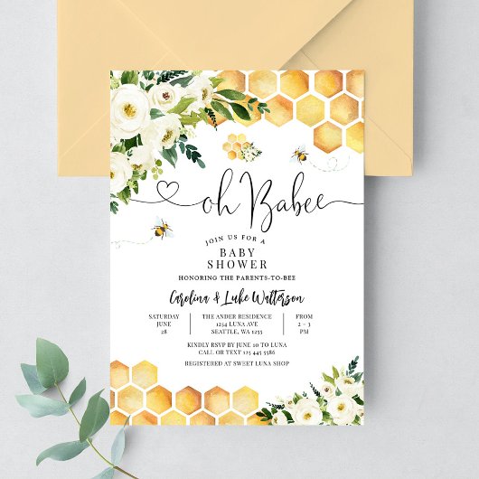Invitation Oh Babee Genre Baby shower neutre