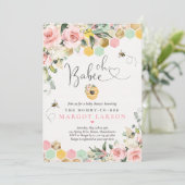Invitation Oh Babee Greenery Baby shower d'abeilles rose et o (Debout devant)