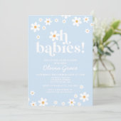 Invitation Oh Babies ! Baby shower bleu pâle (Debout devant)